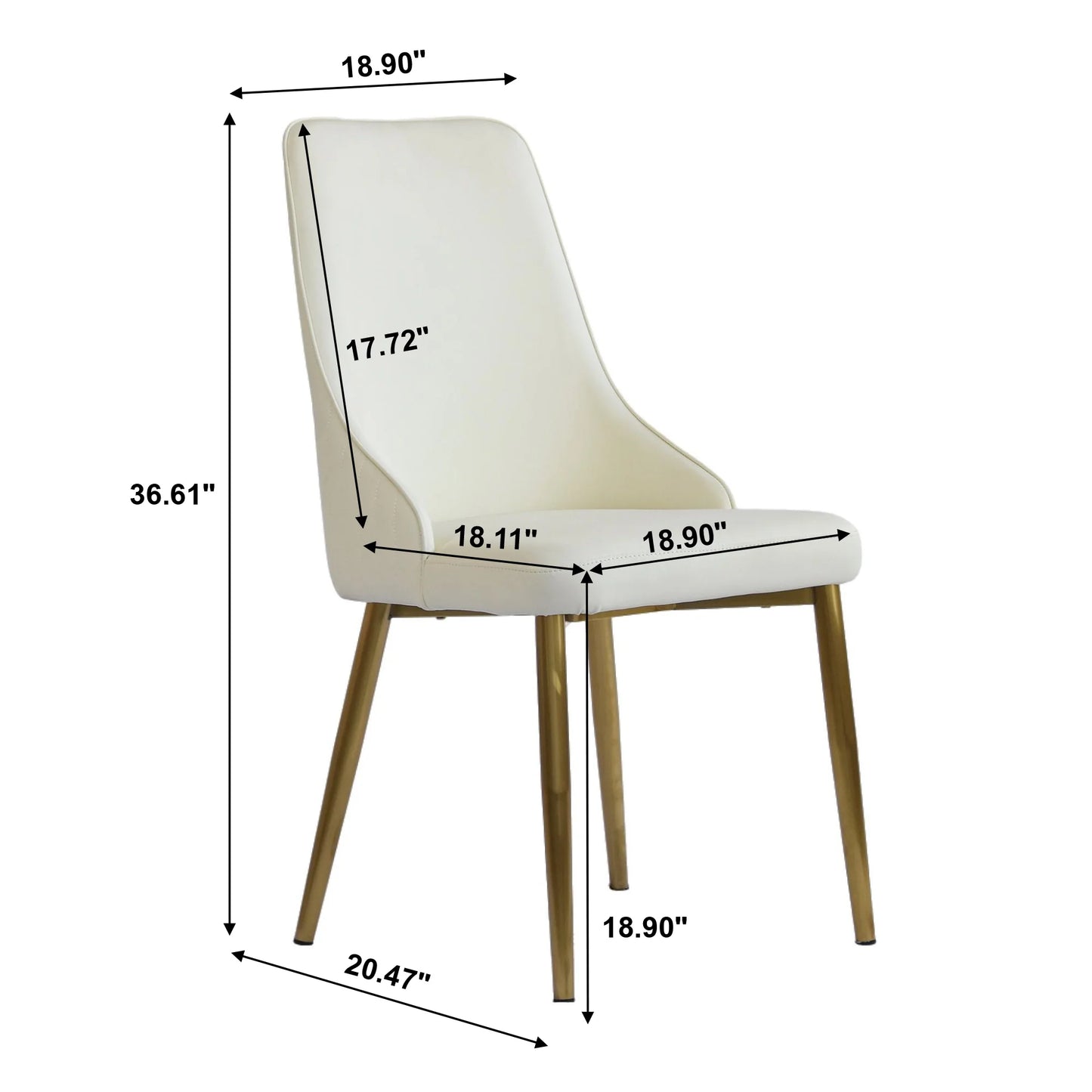 Vegan High Back Dining Chair | Ivory PU Leather Set of 2