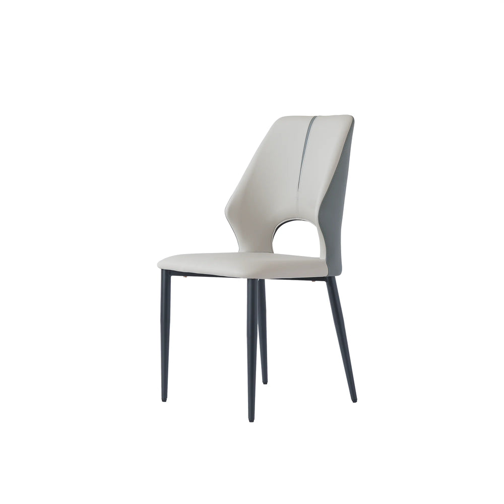 Vegan Open Back Dining Chair | Gray PU Leather Set of 2