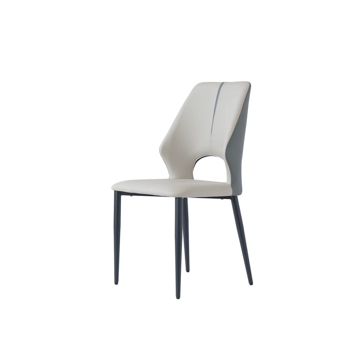 Vegan Open Back Dining Chair | Gray PU Leather Set of 2