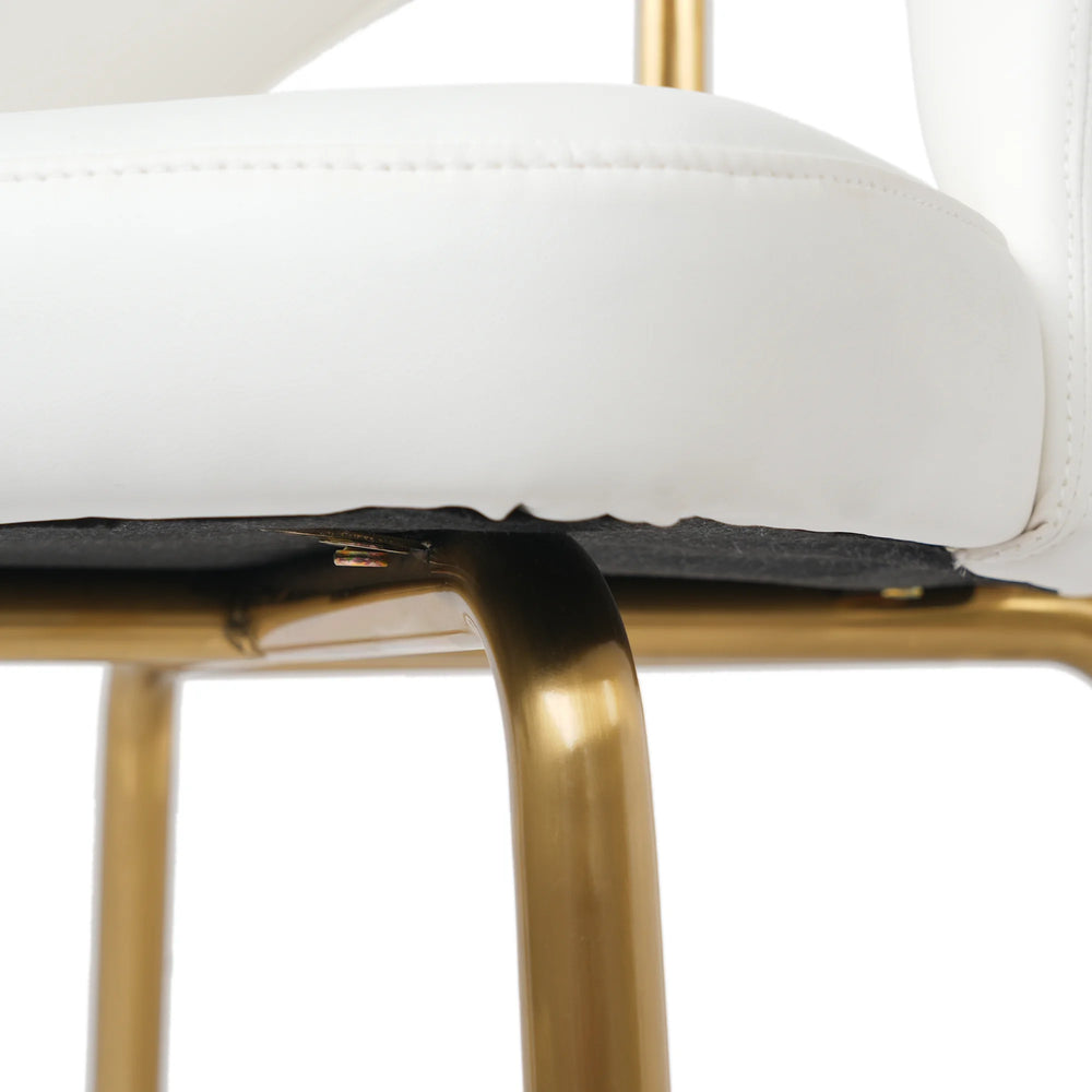 Vegan Open Back Dining Chair | Ivory PU Leather Set of 2