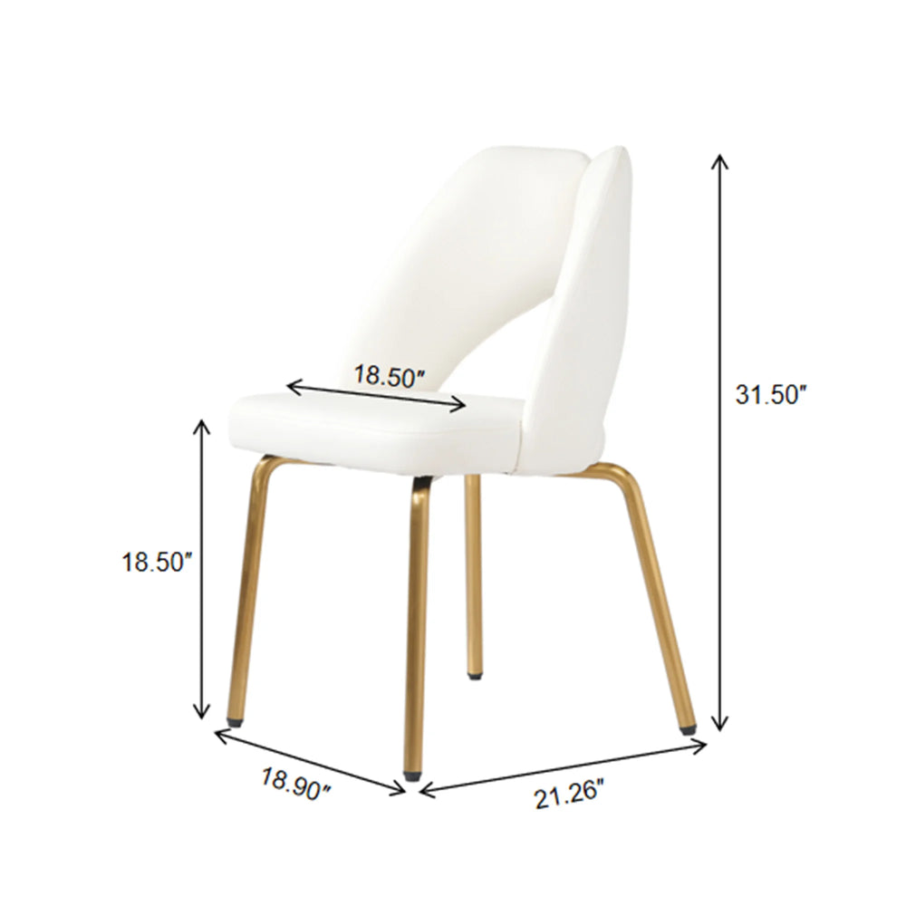 Vegan Open Back Dining Chair | Ivory PU Leather Set of 2