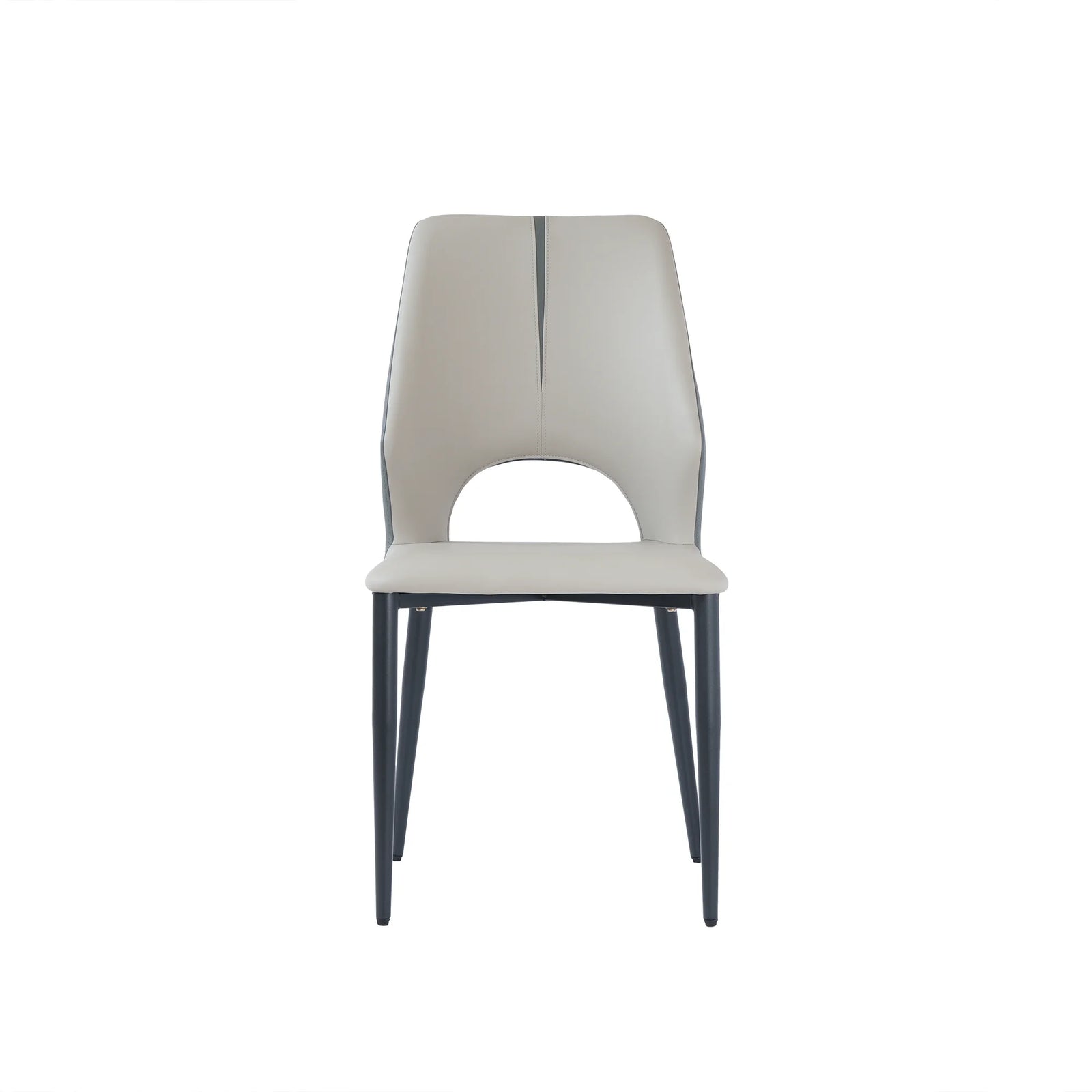 Vegan Open Back Dining Chair | Gray PU Leather Set of 2