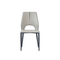 Vegan Open Back Dining Chair | Gray PU Leather Set of 2