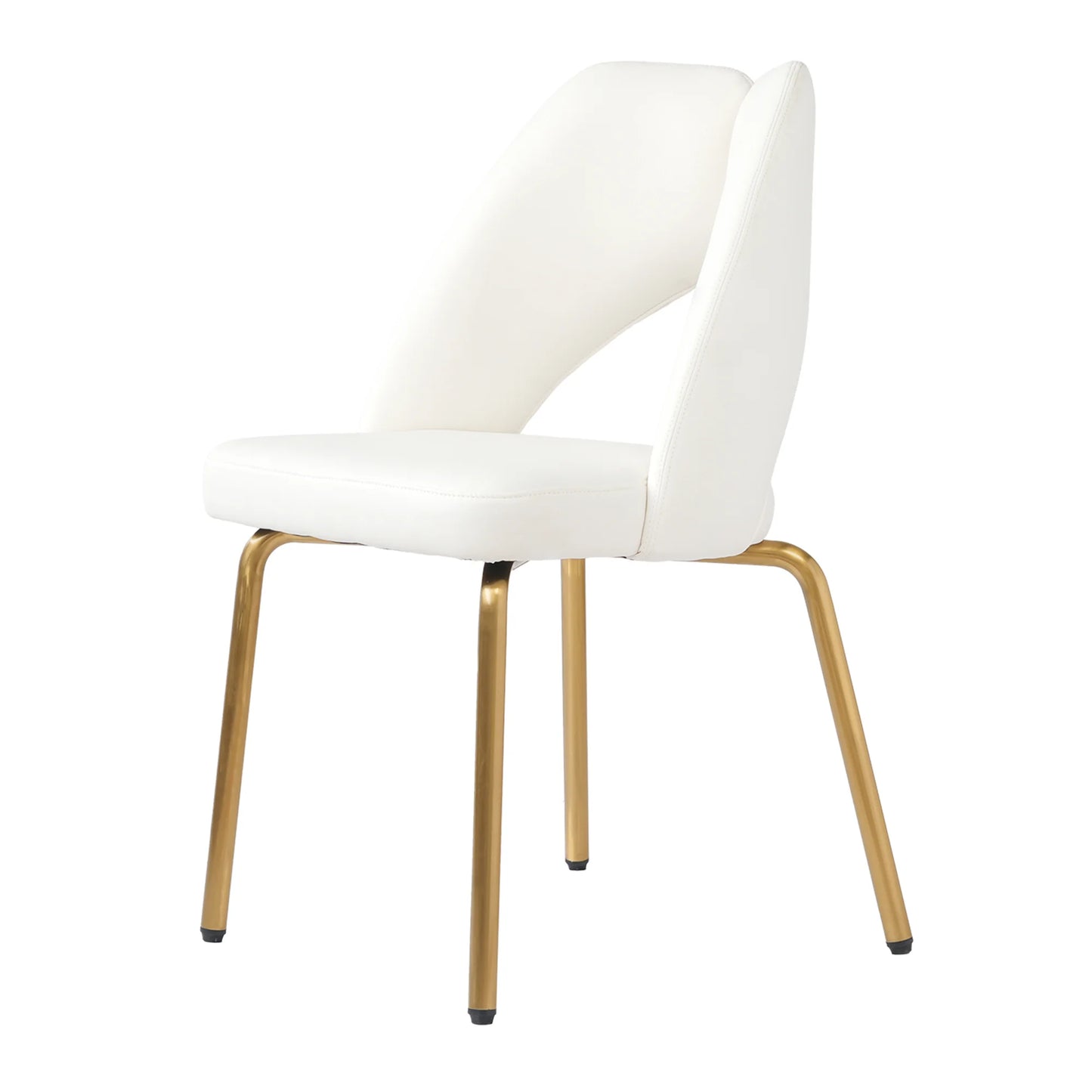 Vegan Open Back Dining Chair | Ivory PU Leather Set of 2