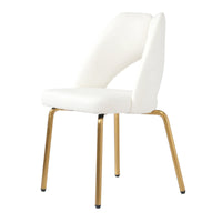 Vegan Open Back Dining Chair | Ivory PU Leather Set of 2