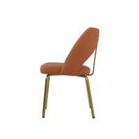 Vegan Open Back Dining Chair | Orange PU Leather Set of 2