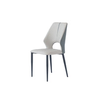 Vegan Open Back Dining Chair | Gray PU Leather Set of 2