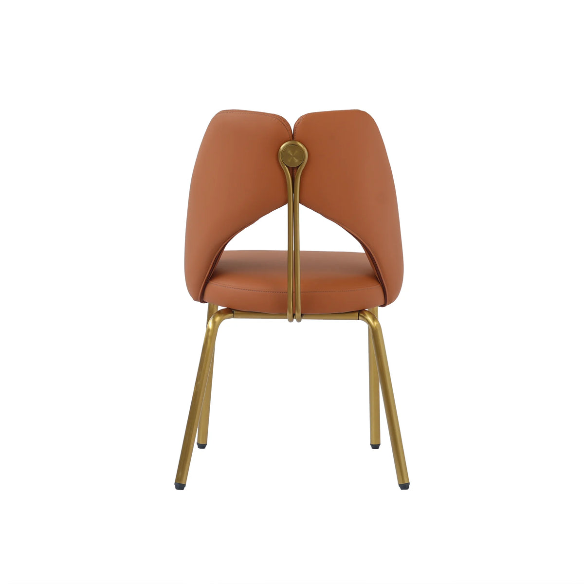 Silla de comedor vegana con respaldo abierto | Cuero sintético naranja (juego de 2)