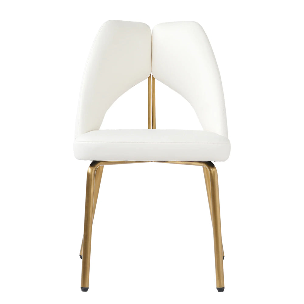 Vegan Open Back Dining Chair | Ivory PU Leather Set of 2