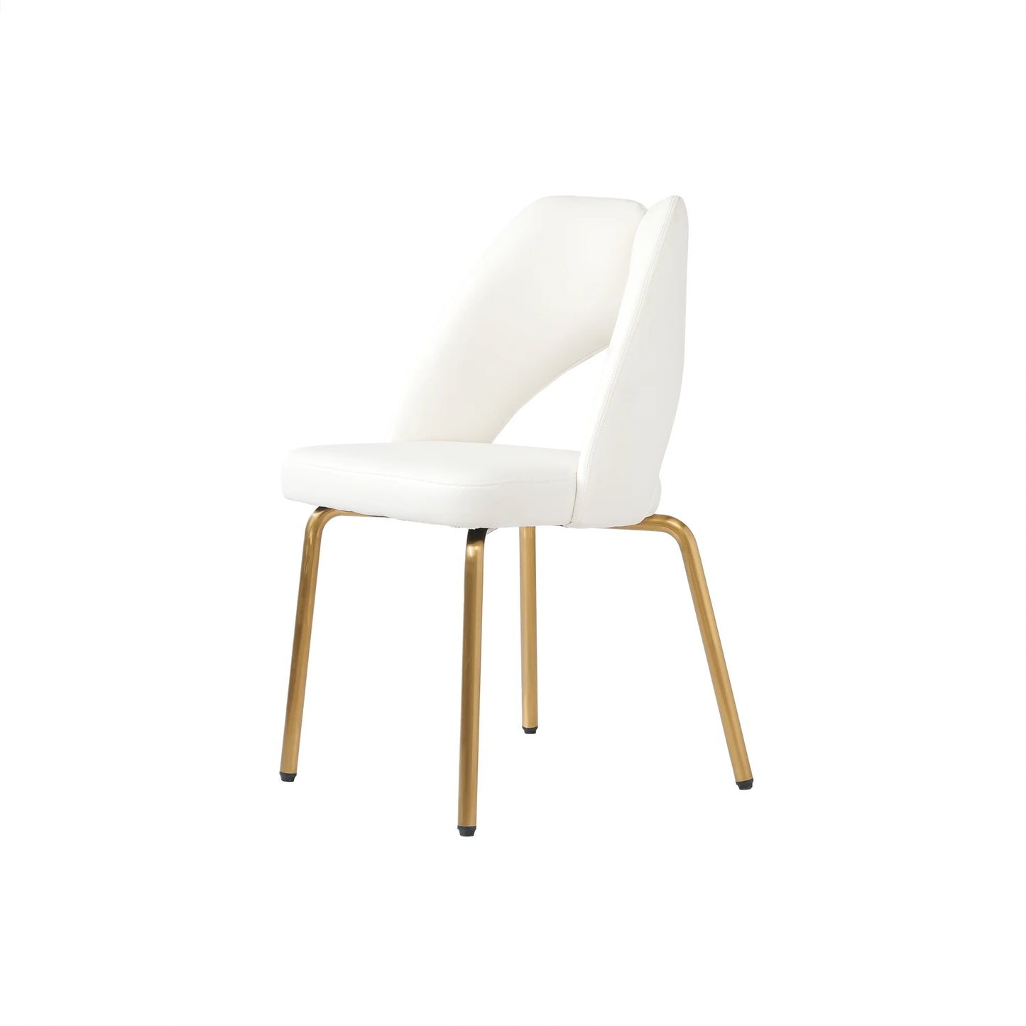Vegan Open Back Dining Chair | Ivory PU Leather Set of 2