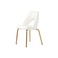 Vegan Open Back Dining Chair | Ivory PU Leather Set of 2