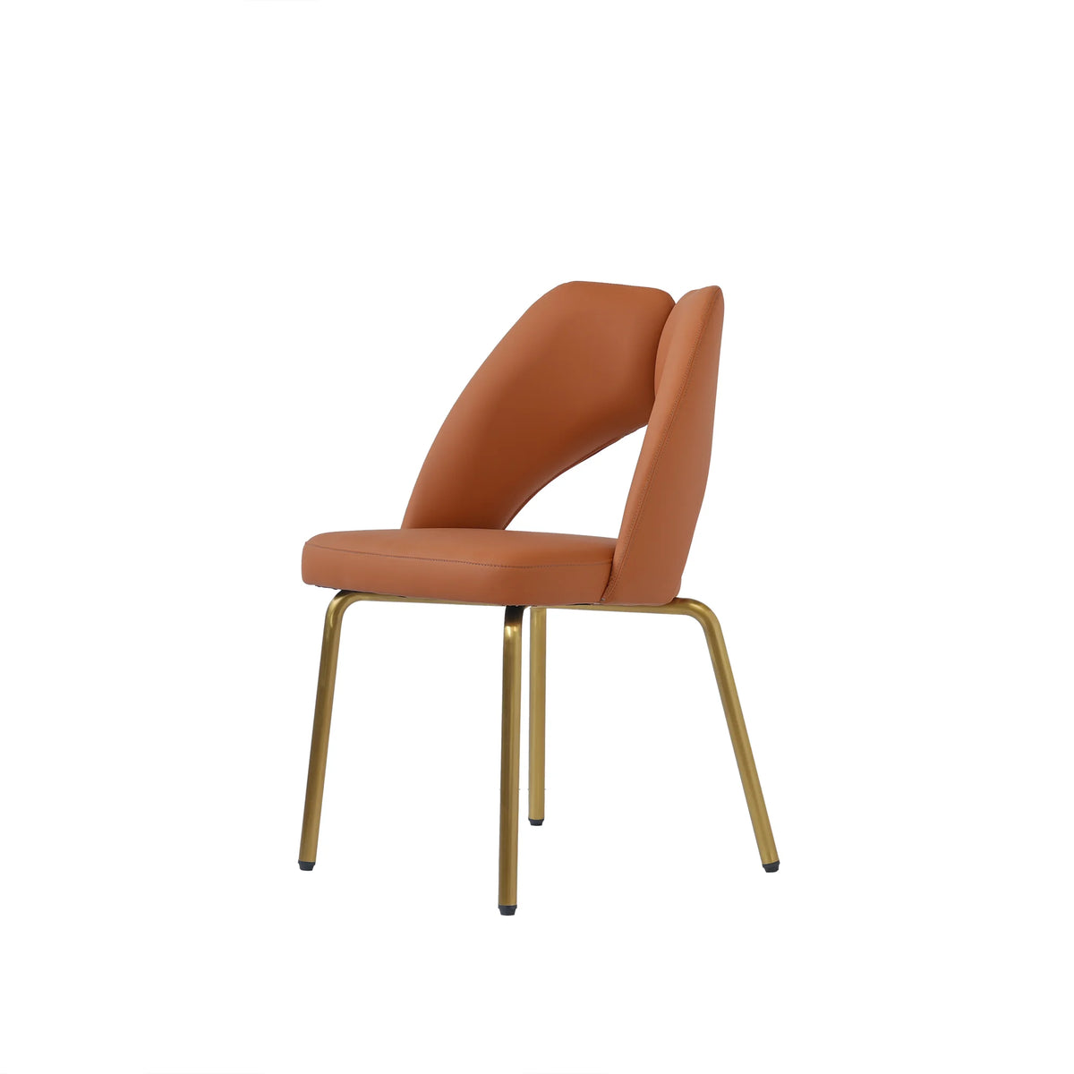 Silla de comedor vegana con respaldo abierto | Cuero sintético naranja (juego de 2)