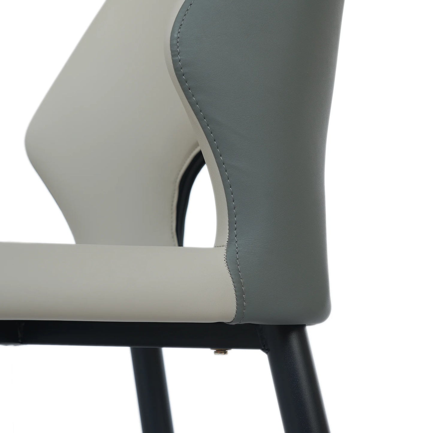 Vegan Open Back Dining Chair | Gray PU Leather Set of 2