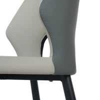 Vegan Open Back Dining Chair | Gray PU Leather Set of 2
