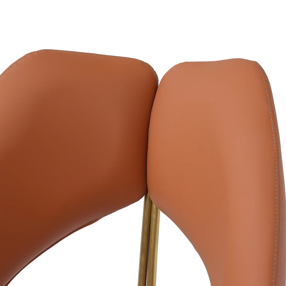 Vegan Open Back Dining Chair | Orange PU Leather Set of 2