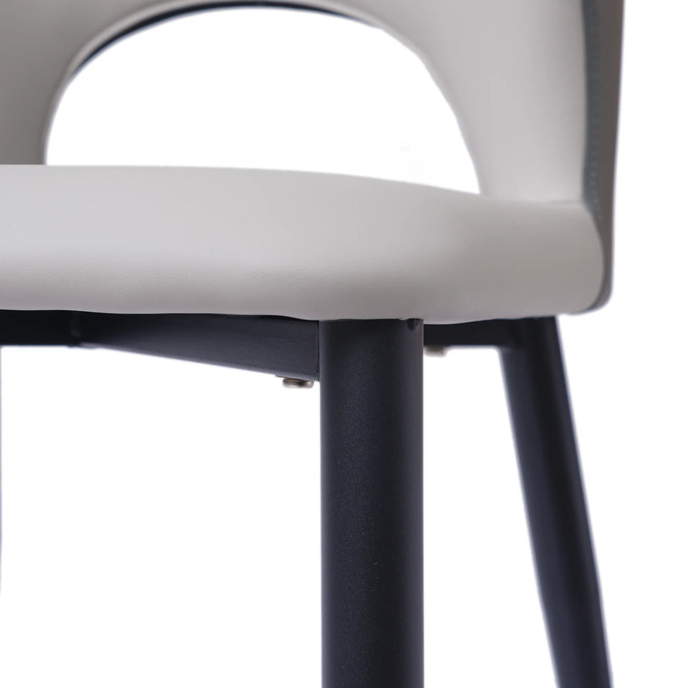 Vegan Open Back Dining Chair | Gray PU Leather Set of 2