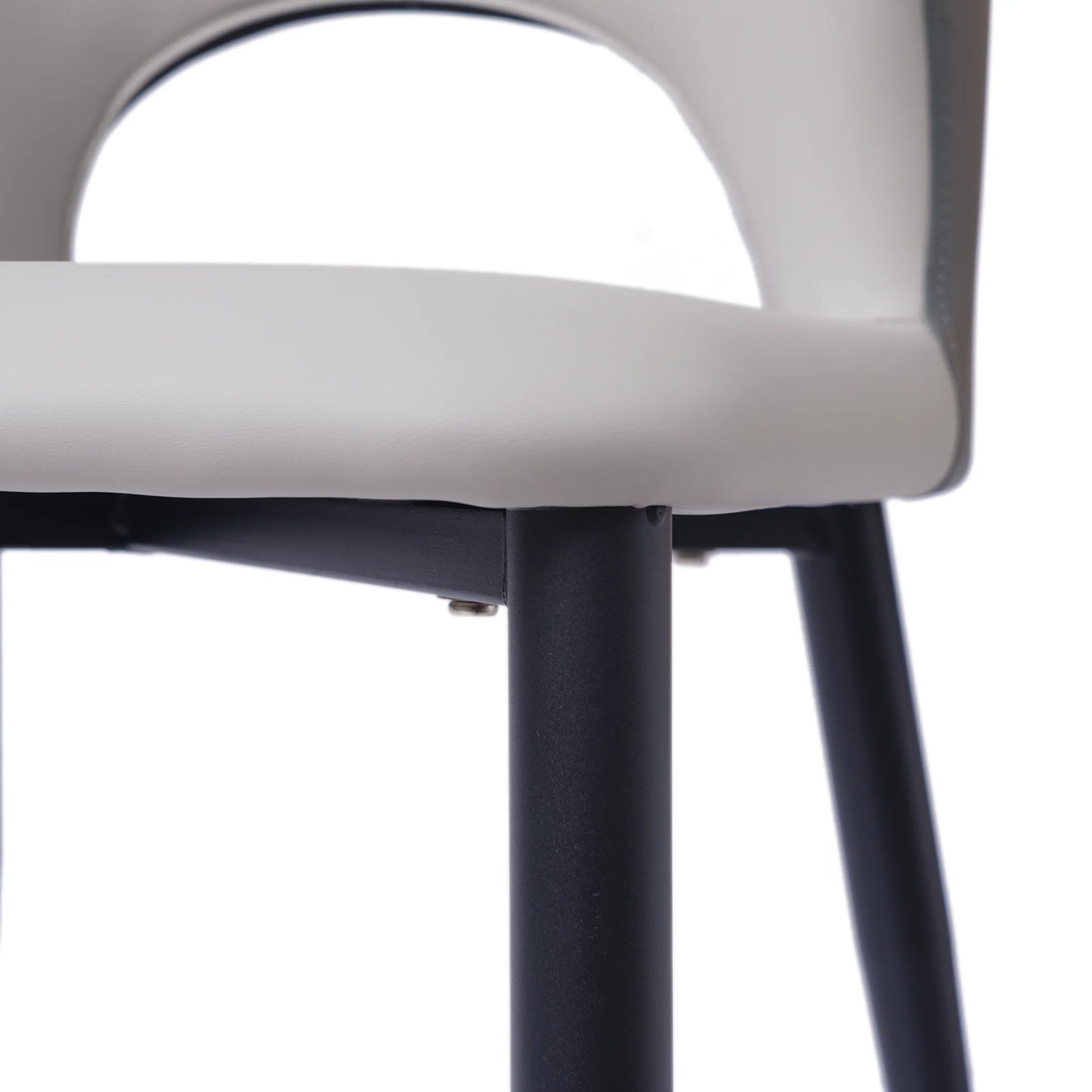 Vegan Open Back Dining Chair | Gray PU Leather Set of 2