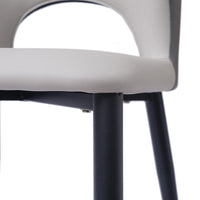 Vegan Open Back Dining Chair | Gray PU Leather Set of 2