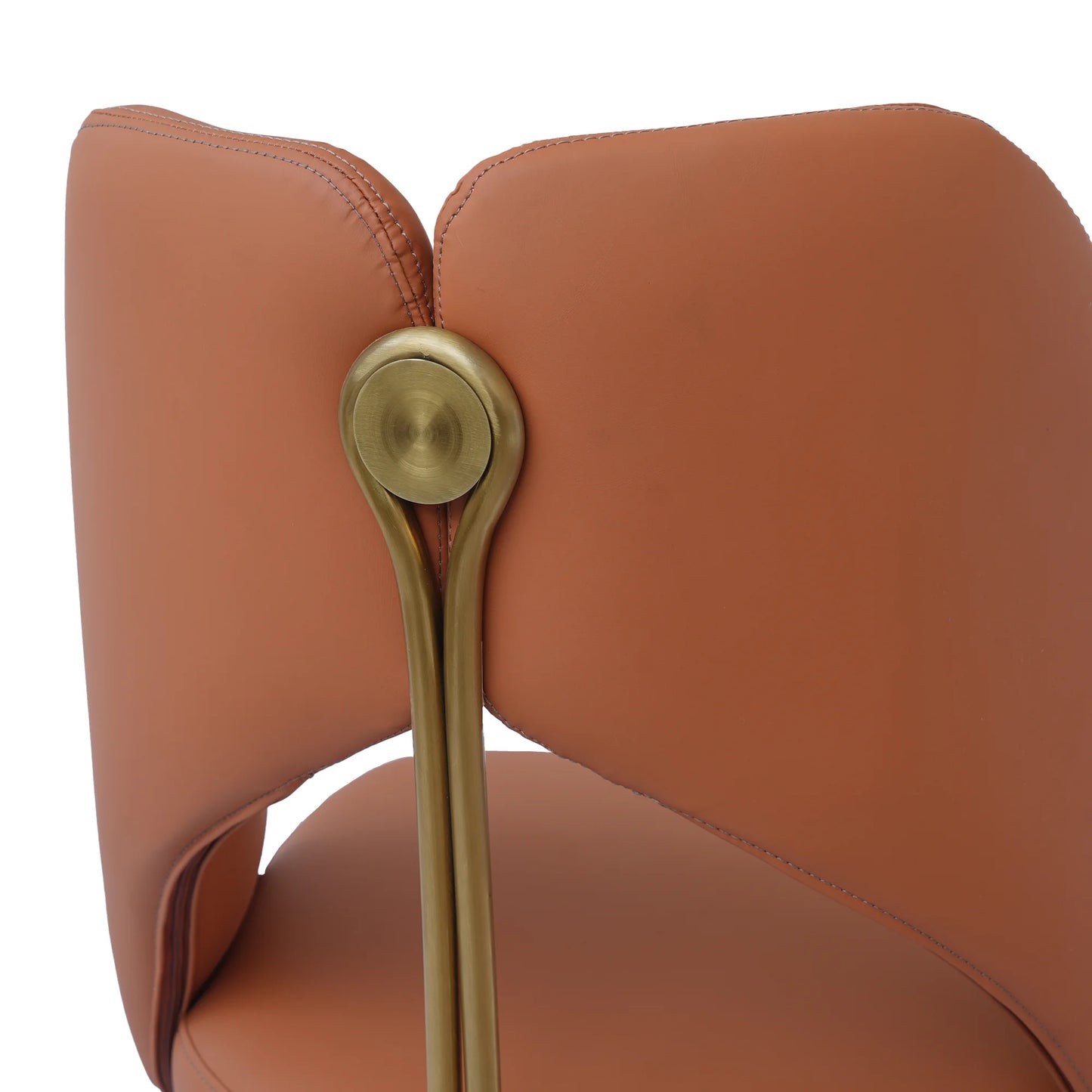 Vegan Open Back Dining Chair | Orange PU Leather Set of 2