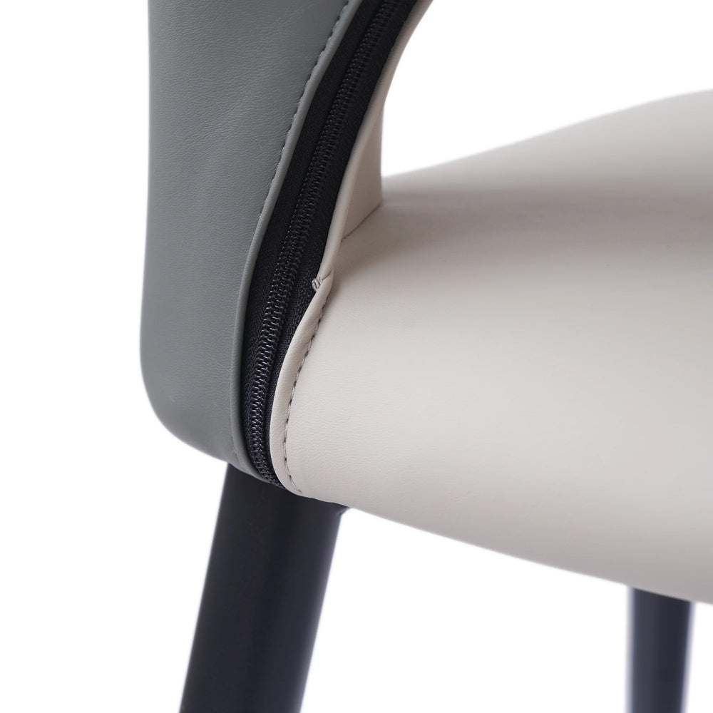 Vegan Open Back Dining Chair | Gray PU Leather Set of 2