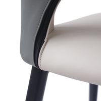 Vegan Open Back Dining Chair | Gray PU Leather Set of 2