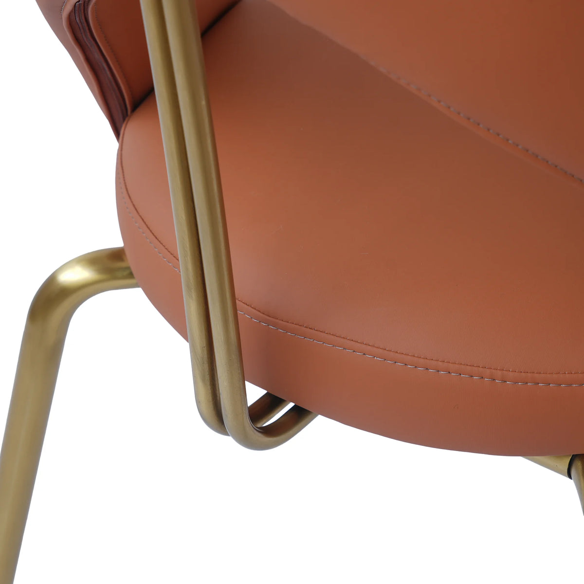 Silla de comedor vegana con respaldo abierto | Cuero sintético naranja (juego de 2)