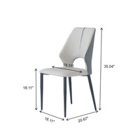 Vegan Open Back Dining Chair | Gray PU Leather Set of 2