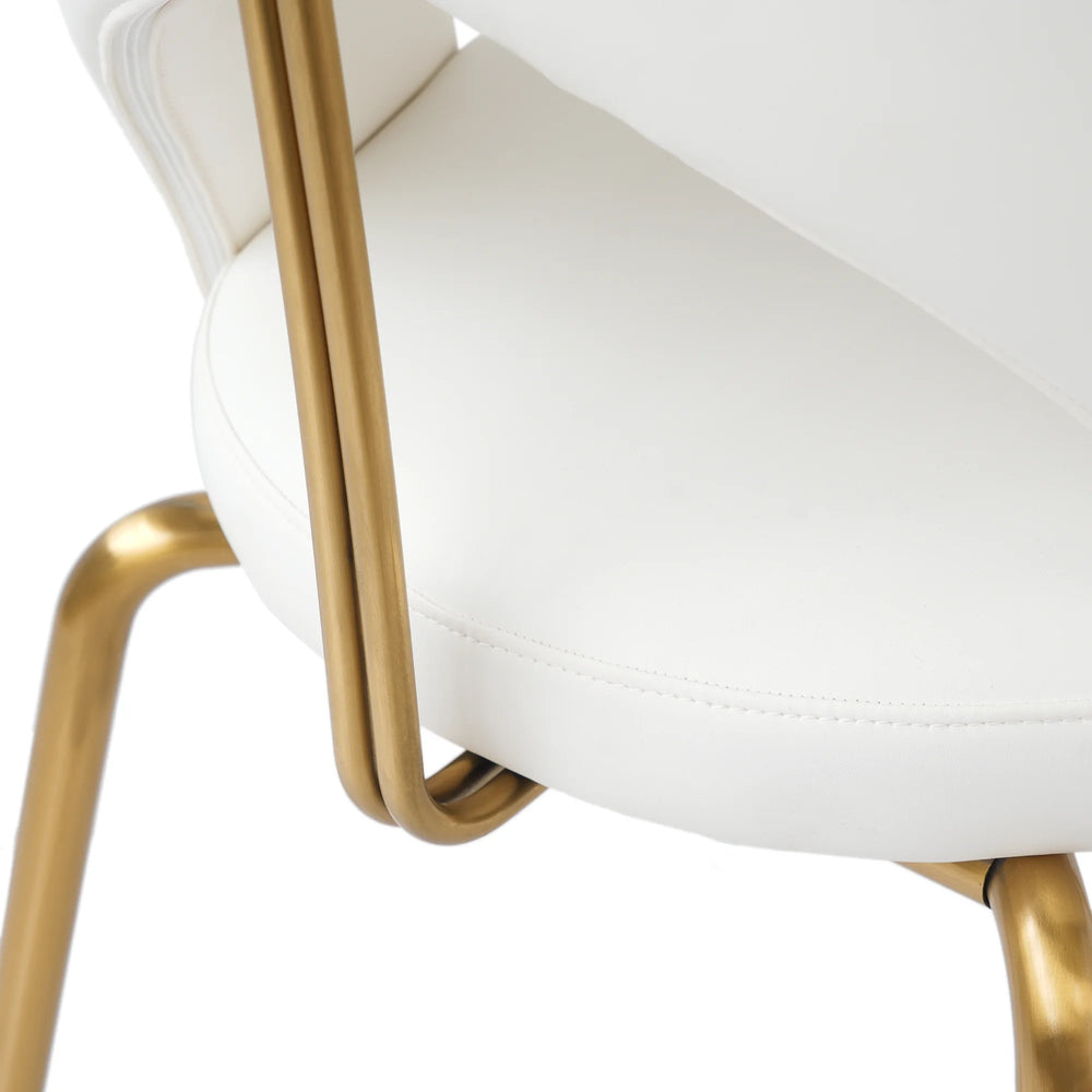 Vegan Open Back Dining Chair | Ivory PU Leather Set of 2