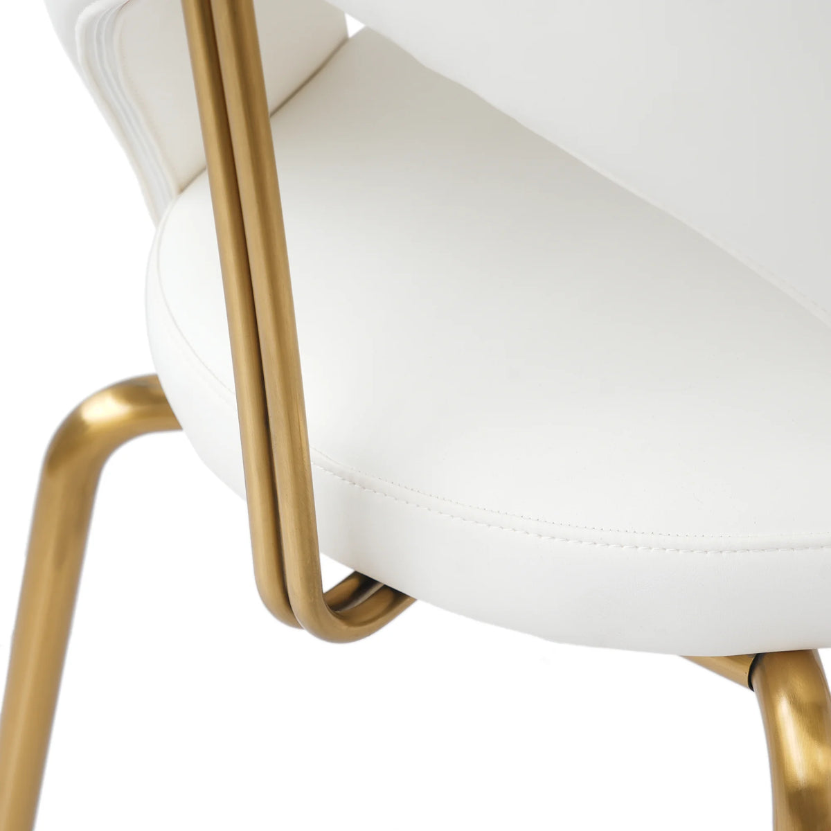 Vegan Open Back Dining Chair | Ivory PU Leather Set of 2