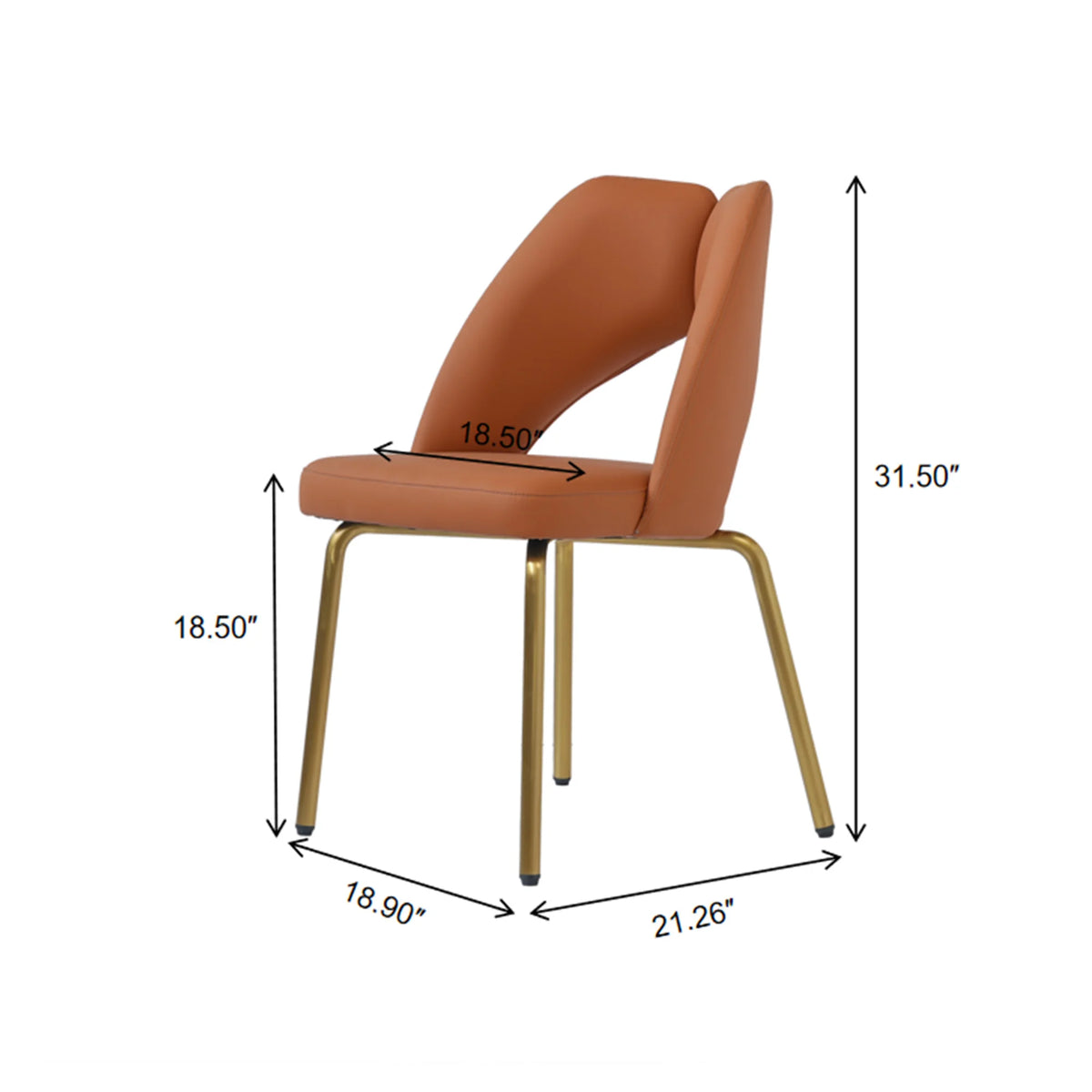 Silla de comedor vegana con respaldo abierto | Cuero sintético naranja (juego de 2)
