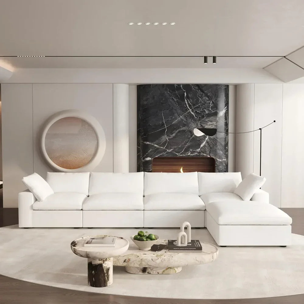 WJS Christmas Sofa Sale WJS Home Deluxe White L Shaped Sectional Sofa