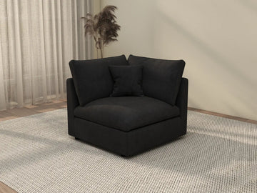 Deluxe Cloud 1-Seater Black Washable Single Sofa | 1-Piece, Chenille and Linen Fabric, Modular Design