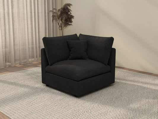 WJS Home 1 Piece Black Cotton Linen Corner Seat 1 Seater_3