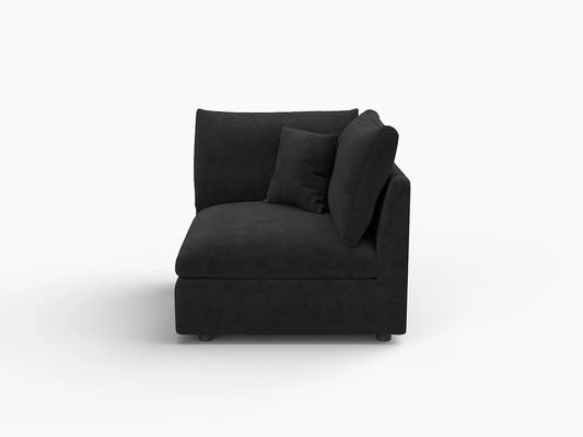 WJS Home 1 Piece Black Cotton Linen Corner Seat 1 Seater_4