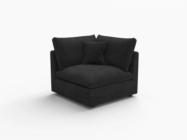 Deluxe Slope Cloud Sectional Sofa Covers | Black Chenille and Linen Sofa Cover for 1-Seater