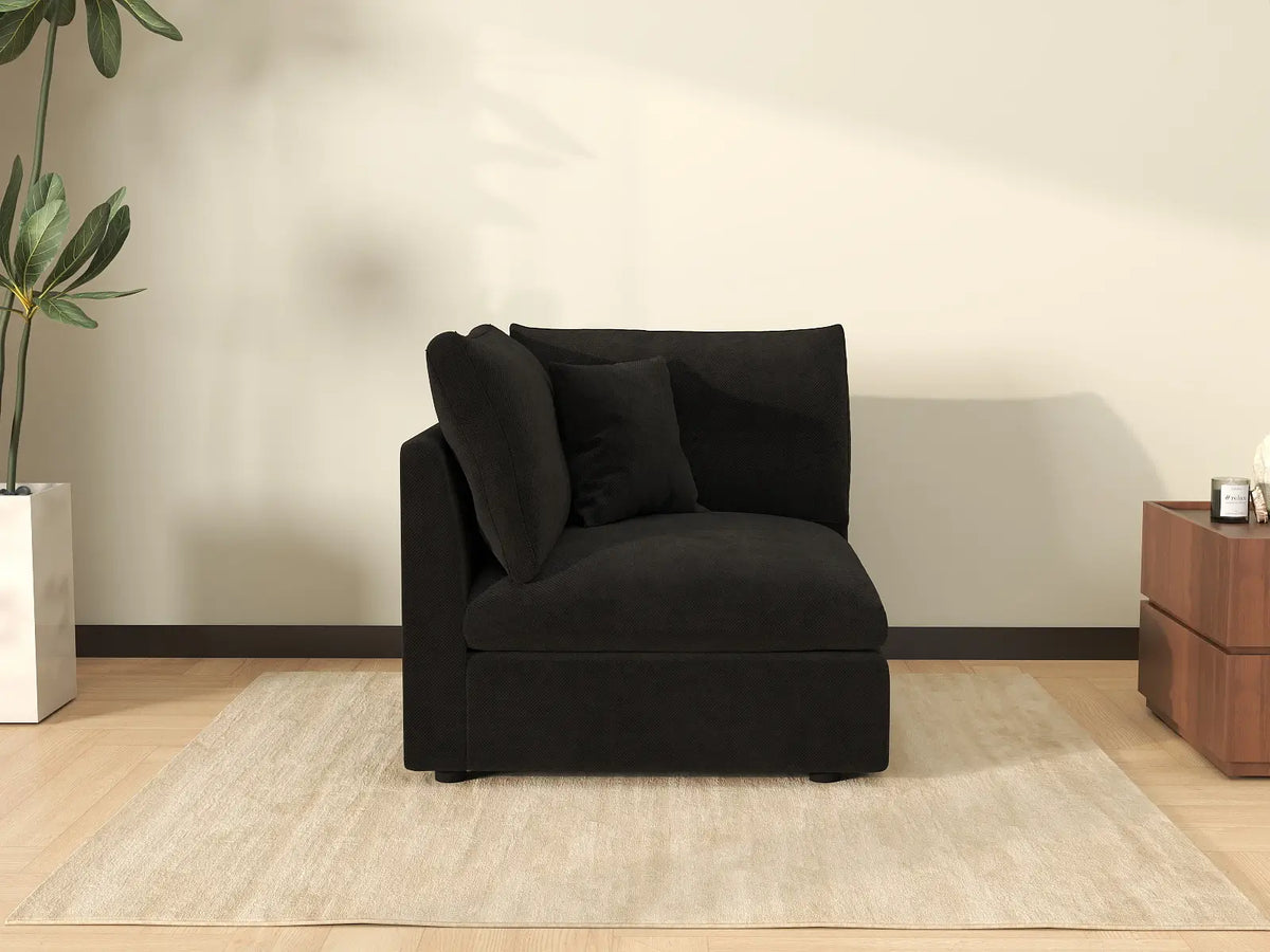 WJS Home 1 Piece Black Cotton Linen Corner Seat 1 Seater_6