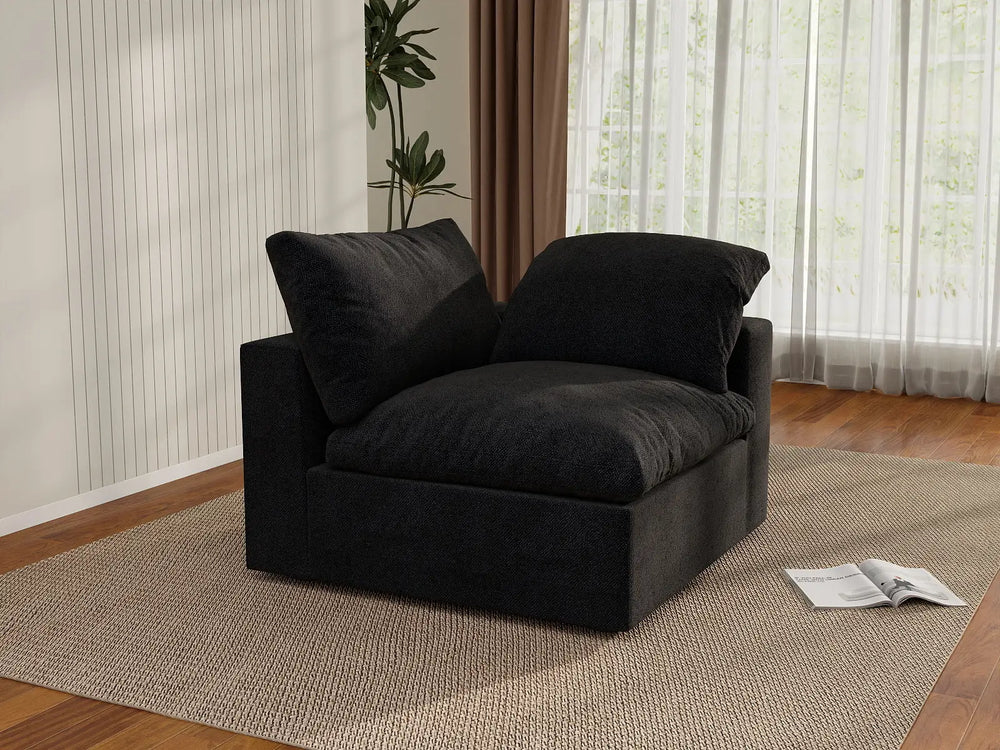 WJS Home 1 Piece Black Cotton and Linen Armless Single Sofa 1 Seater_1