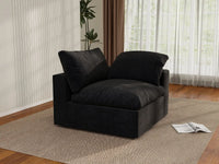 WJS Home 1 Piece Black Cotton and Linen Armless Single Sofa 1 Seater_1