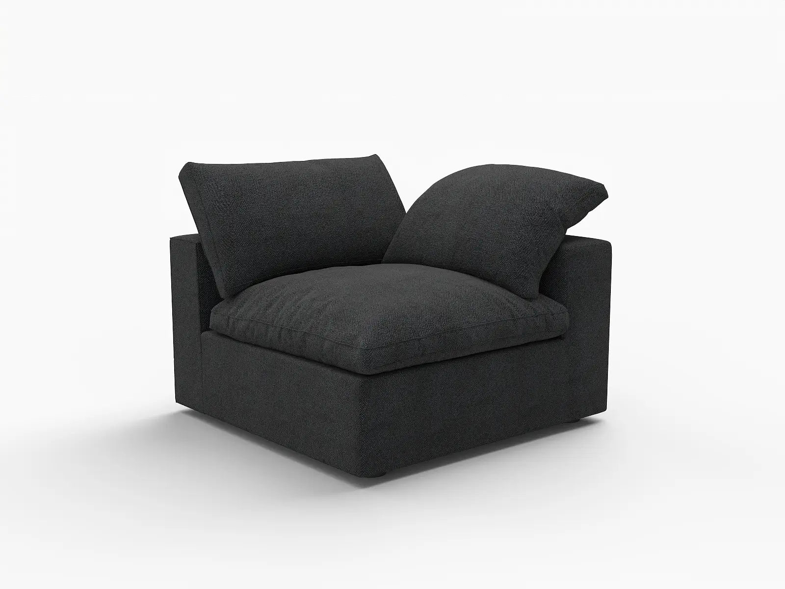 WJS Home 1 Piece Black Cotton and Linen Armless Single Sofa 1 Seater_5