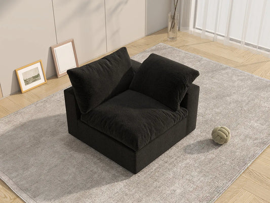 WJS Home 1 Piece Black Cotton and Linen Armless Single Sofa 1 Seater_7