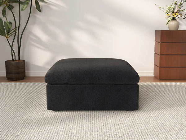 Otomana de almacenamiento Deluxe Cloud Black | 1 pieza, tela de algodón y lino, fundas lavables