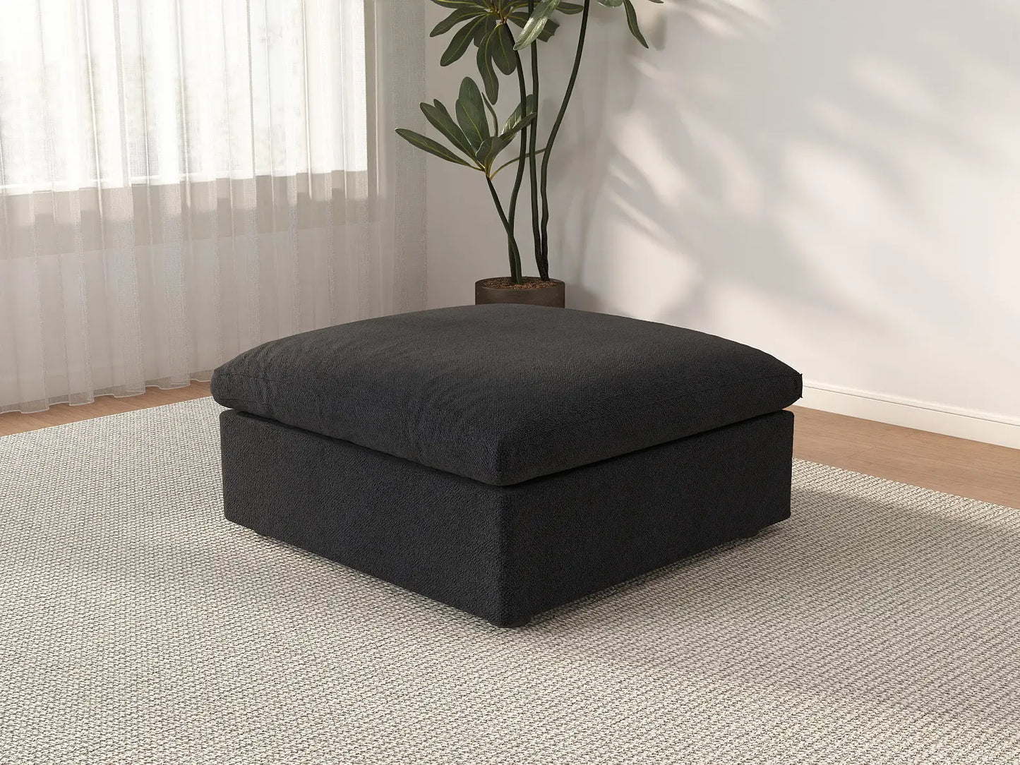 WJS Home 1 Piece Cotton and Linen Black Ottomans 40 Removable _ Washable Covers_3