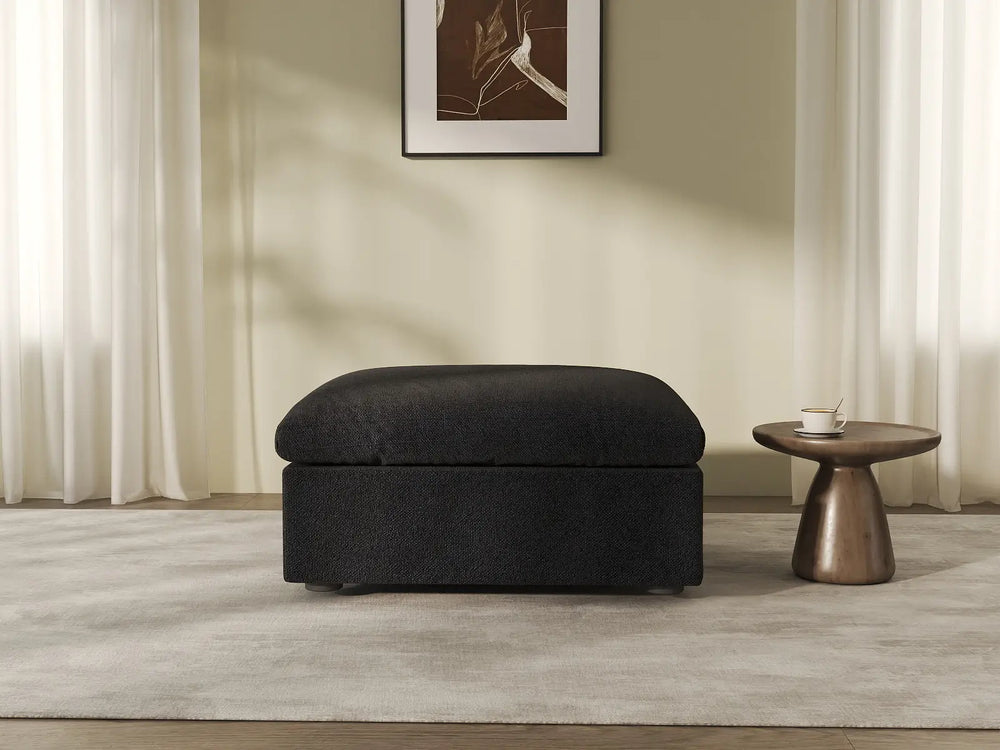 WJS Home 1 Piece Cotton and Linen Black Ottomans 40 Removable _ Washable Covers_8