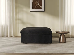 Deluxe Premium Cloud Sectional Sofas | 1-Piece Cotton and Linen Black Ottomans 40" Removable & Washable Covers