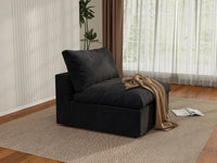 WJS Home 1 Piece Cotton and Linen Black Single Sofa 40 Cloud Like Backrest Pillows 1 Seater_1