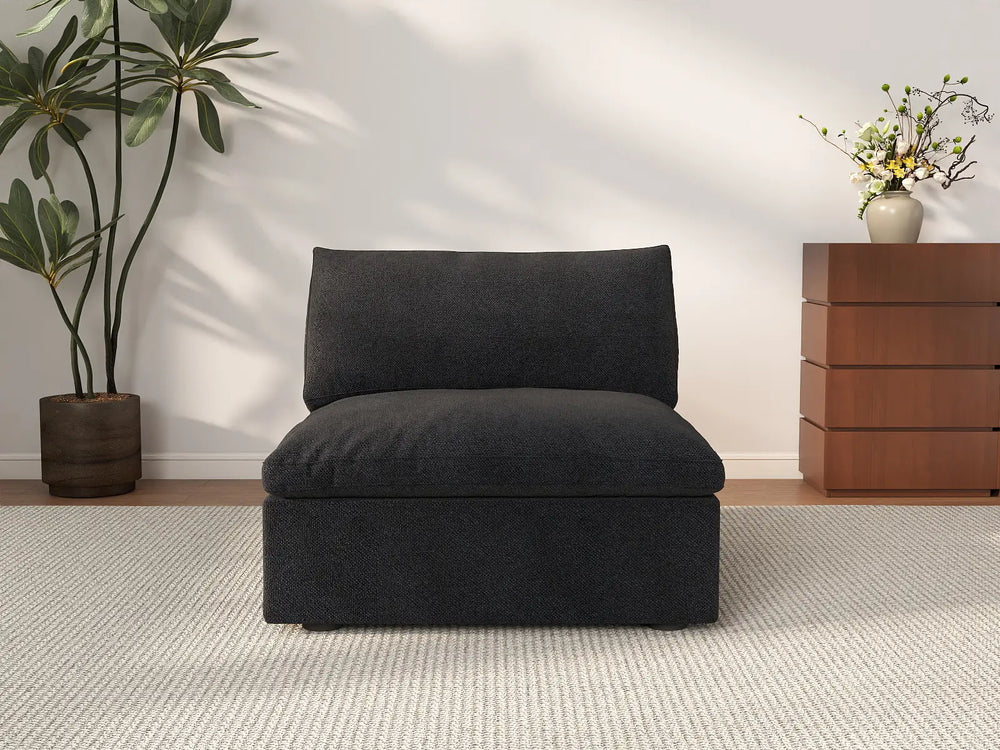 WJS Home 1 Piece Cotton and Linen Black Single Sofa 40 Cloud Like Backrest Pillows 1 Seater_2