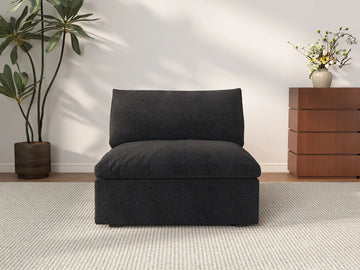 Deluxe Cloud 1-Seater Black Washable Single Sofa | 1-Piece, Cotton and Linen Fabric, Modular Design