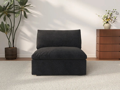 Deluxe Cloud 1-Seater Black Washable Single Sofa | 1-Piece, Cotton and Linen Fabric, Modular Design