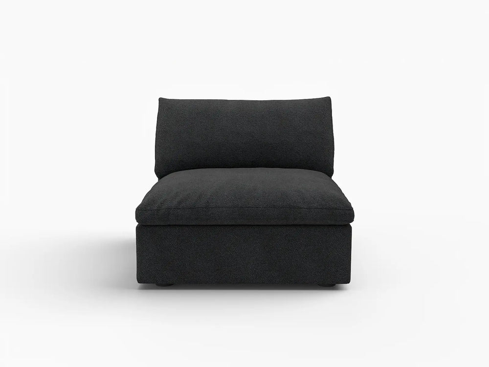 WJS Home 1 Piece Cotton and Linen Black Single Sofa 40 Cloud Like Backrest Pillows 1 Seater_4