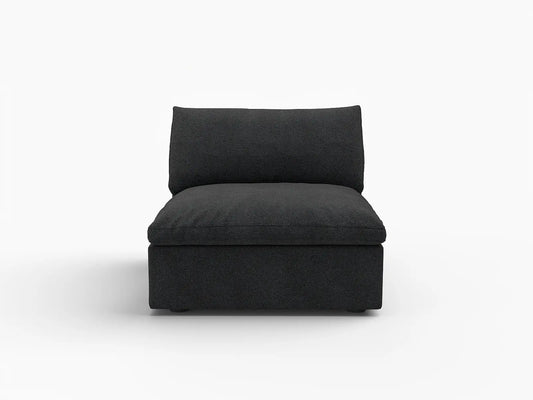 WJS Home 1 Piece Cotton and Linen Black Single Sofa 40 Cloud Like Backrest Pillows 1 Seater_4
